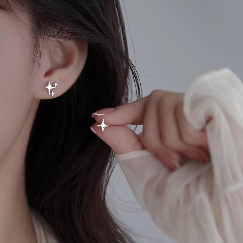 S925 Sterling Silver Ear Needles New Temperament Simple and Small Stud Earrings Women's Earrings Ear Holes Anti-blocking Earrings Jewelry