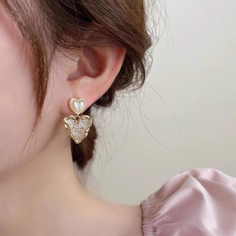 Luxus Kristall Herz Liebe Ohrstecker Für Frauen Mädchen Französisch Ins Vintage 2025 Mode Koreanisch Hochzeit Romantischer Schmuck Geschenke