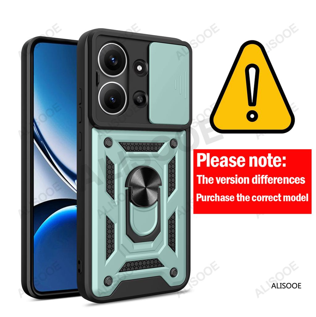 Capa for Xiaomi Redmi 15C Global Case Armor Slide Camera Lens Protection Back Cover Ring Stand Shockproof Funda