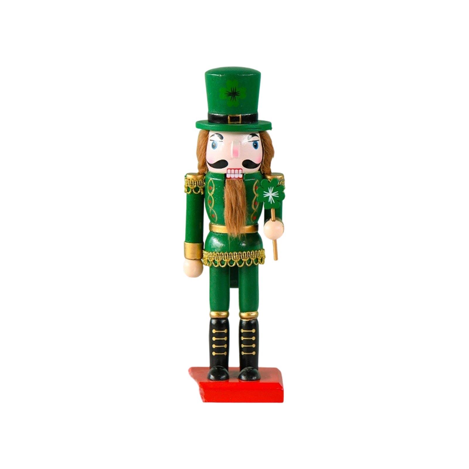 Handcrafted Wooden Nutcracker Figurines - Festive Decor For St. Patrick s Day, Independence Day One Size