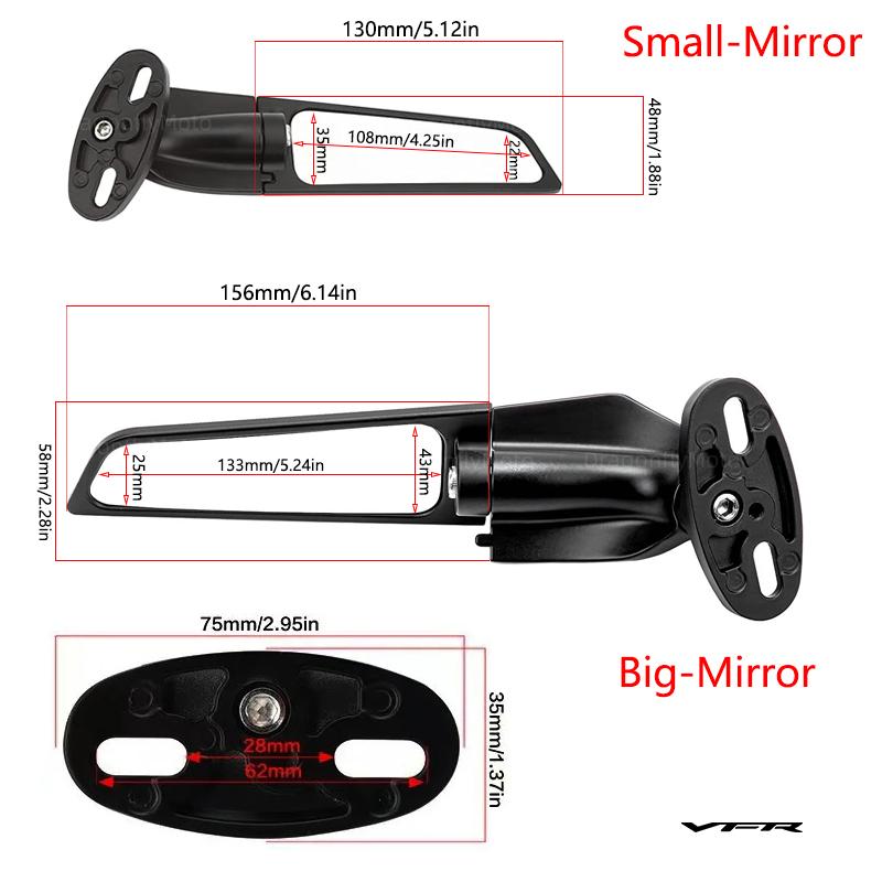 Motorcycle Wing Mirrors For Honda CBR1000XX VFR1200XF 900RR 929RR 954RR Adjustable Rotating Rearview Side Mirror WITH LOGO