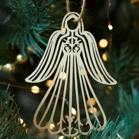 Wooden Angel Christmas Ornaments Rustic Angel Hanging Ornament with Hollow Design for Winter Xmas
