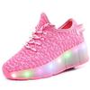 Summer New Mesh Lightweight Shoes Single Wheel, Automatic Pulley Shoes Skates LED Vibration Luminous Shoes