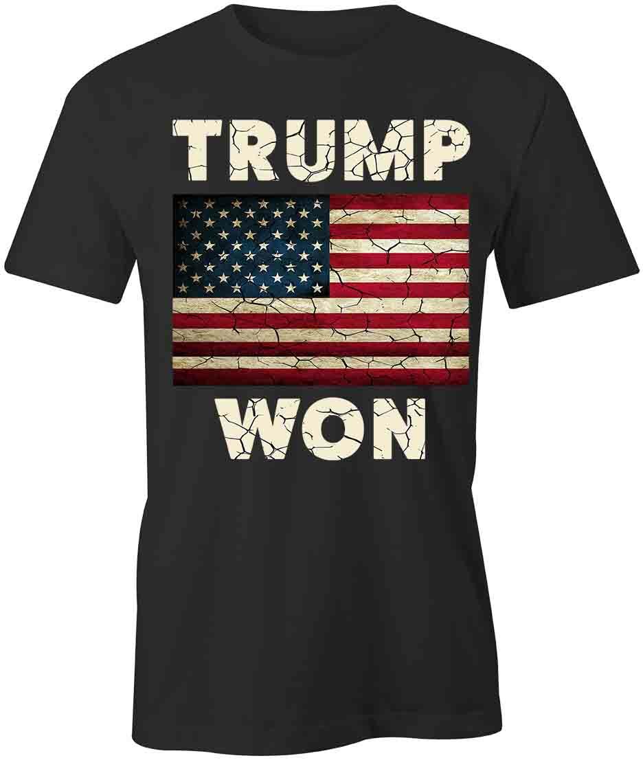 TRUMP WON AMERICAN FLAG TShirt Tee Short-Sleeved Cotton CLOTHING S1BCA608 XL