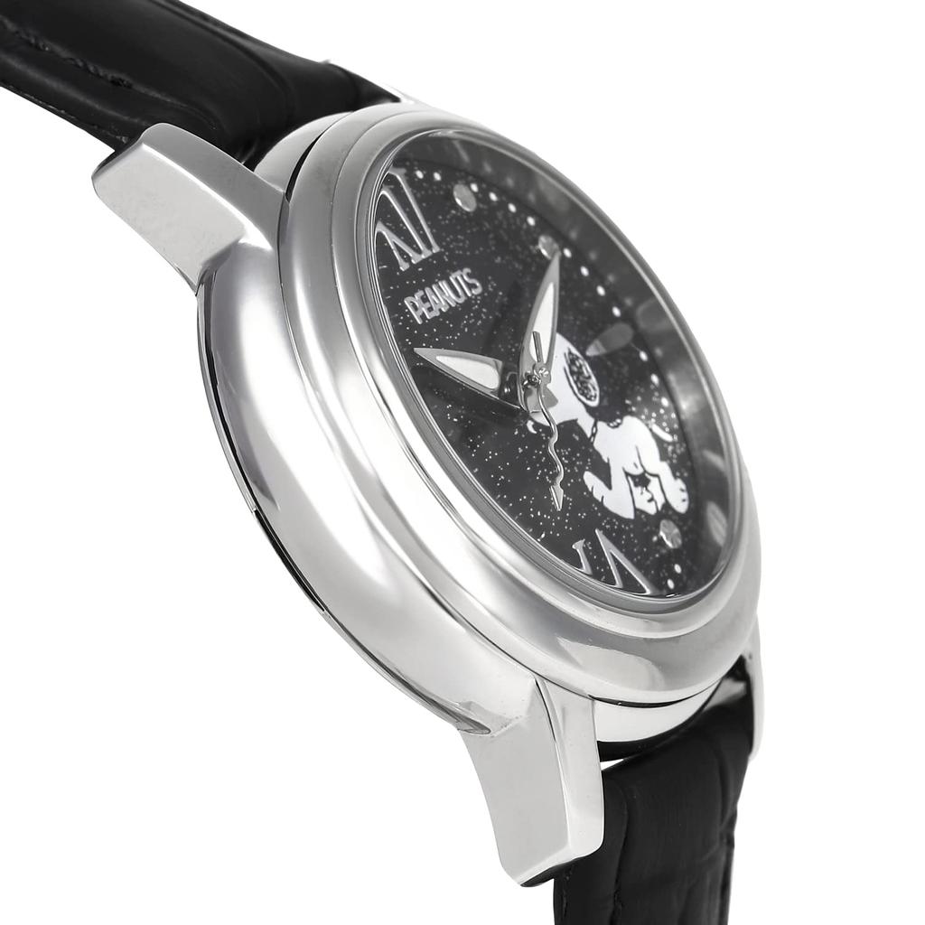 Snoopy Watch World Limited 100 de piese fiecare cu număr de serie Model de planificare japonez Curea din piele naturală damă (Negru)