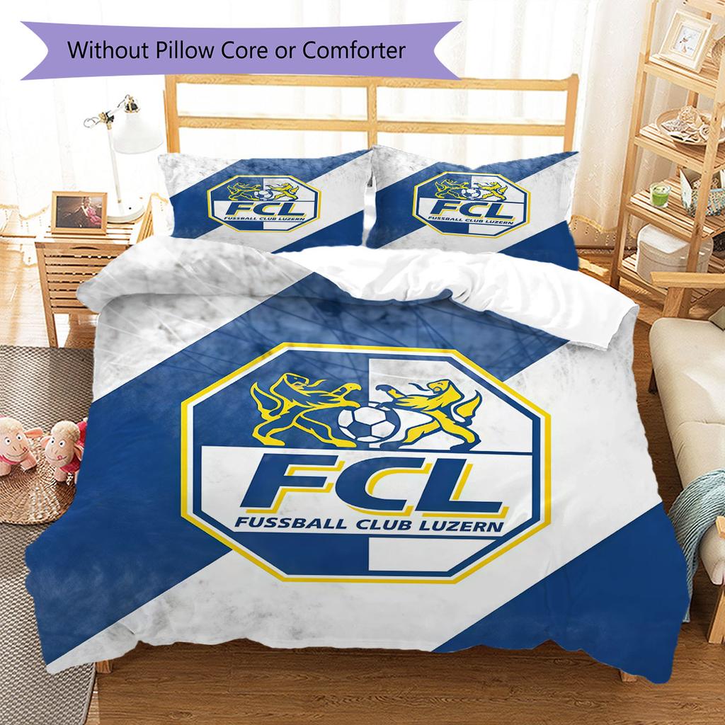 Set Copripiumino Trapuntato con Logo FC Luzern Federa Decorazione per la Casa Regalo di Compleanno (1 * copripiumino + 2 * federa, senza nucleo)