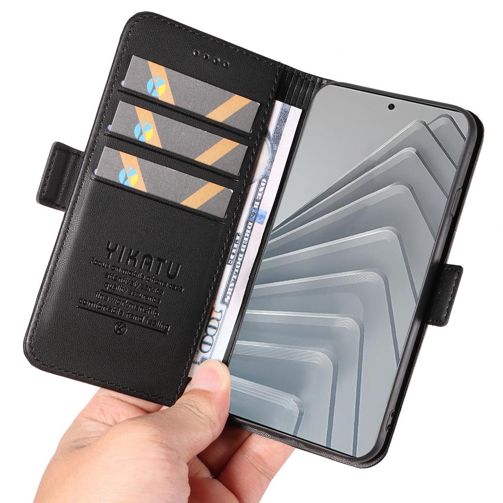 For Xiaomi Redmi Note 14 4G (163.25x76.55x8.16mm) Wallet Phone Case YIKATU YK-003 Leather Stand Cover