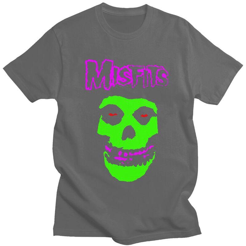 Custom Horror Punk Rock Misfits Skull T Shirt for Men 100 Cotton Tshirt Leisure Tees Tshirts Slim Fit