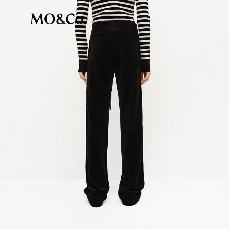 MO&Co. Brushed High-Waist Straight-Leg Drawstring Pants
