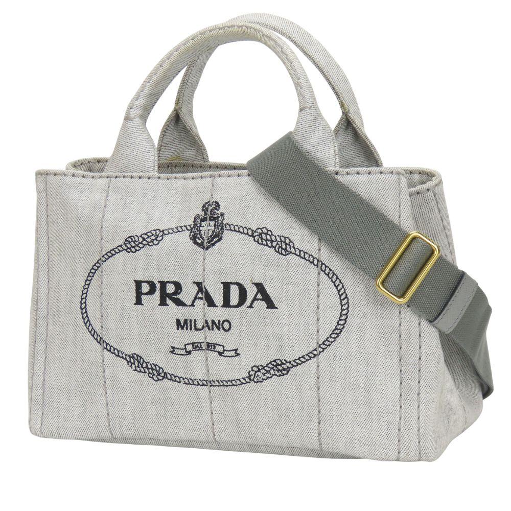 Used PRADA Handbag Canapa 1BG439 CANAPA canvas Bianco Light gray casual