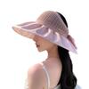 Summer Vinyl Anti-Ultraviolet Sunscreen Hat Women'S Versatile Big Brim Face Sunshade Foldable Open Ponytail Empty Top Hat