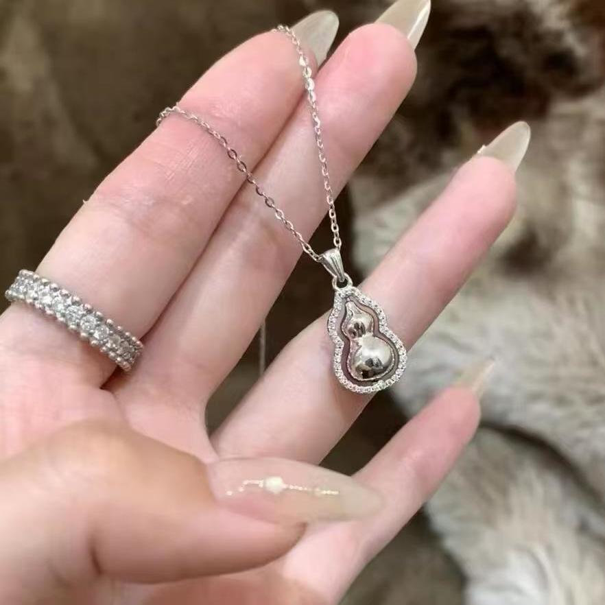 Flash Diamond Gourd Necklace Female Ins Niche Simple Dream Round Collarbone Chain