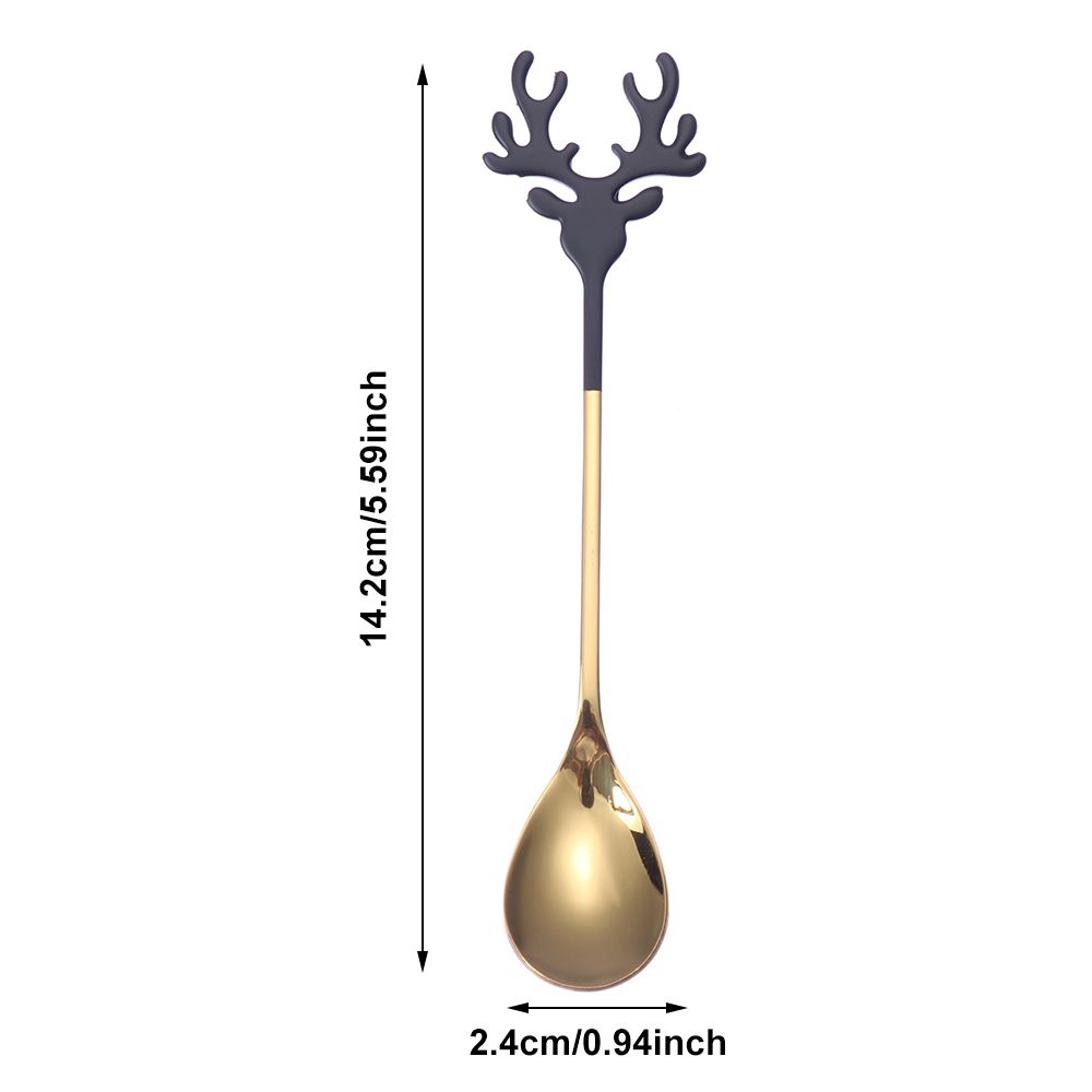 Tableware Stirring Spoon Christmas Deer Head Christmas Spoons Xmas Antlers Tea Scoop Coffee Scoops