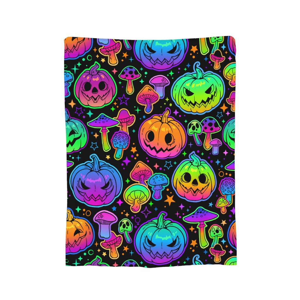 Bright Psychedelic Mushrooms Blanket Coral Fleece Plush Spring/Autumn  Multi-function Soft Throw Blanket for Bed Car Quilt