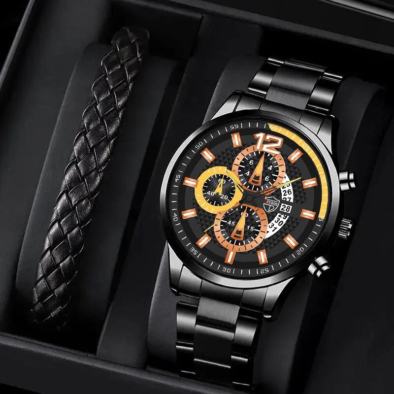 

Fashion Men s Quartz Watches Casual Mens Stainless Steel Watch Analog Wristwatch Bracelet Set Male Clock