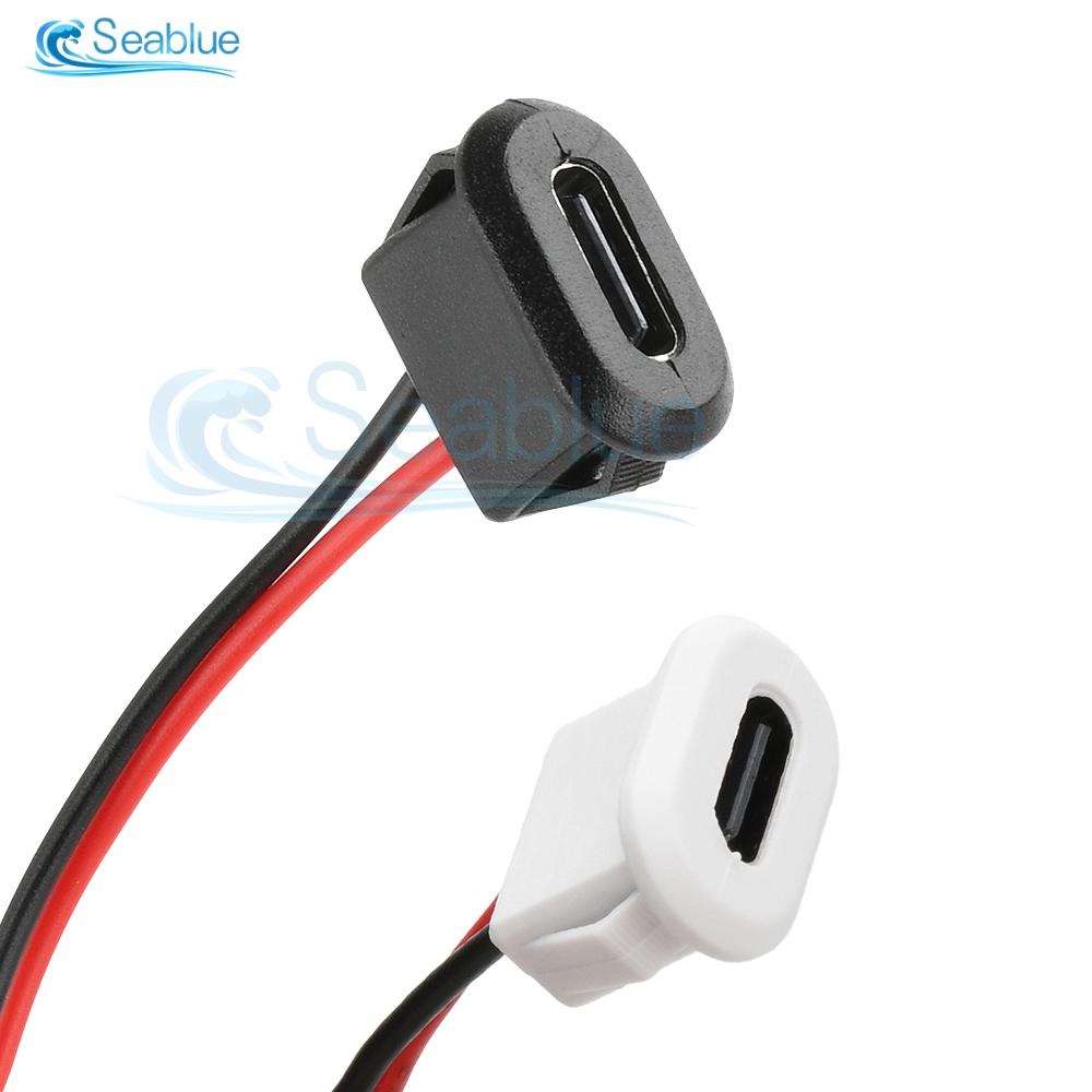 10Pcs USB Type C 2pin Connector Jack Female Type-C With card buckle DC 30V 3A Fast Charging Jack Port USB-C Charger Plug Socket