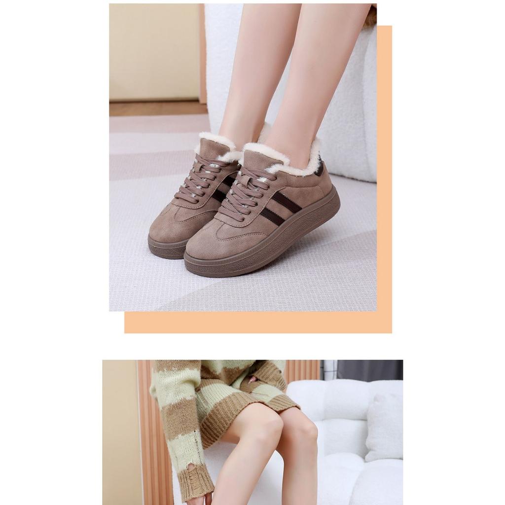 Velvet Sponge Cake German Training Women's Shoes Thick Soled Board Shoes Versatile Women's Cotton Shoes Retro Sports Casual Warm Shoes Children