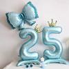 42inch 0-9 Blue Crown Number Balloons Princess Theme Happy Birthday Party Kids Adult Decor Baby Shower Globos Anniversary Decor