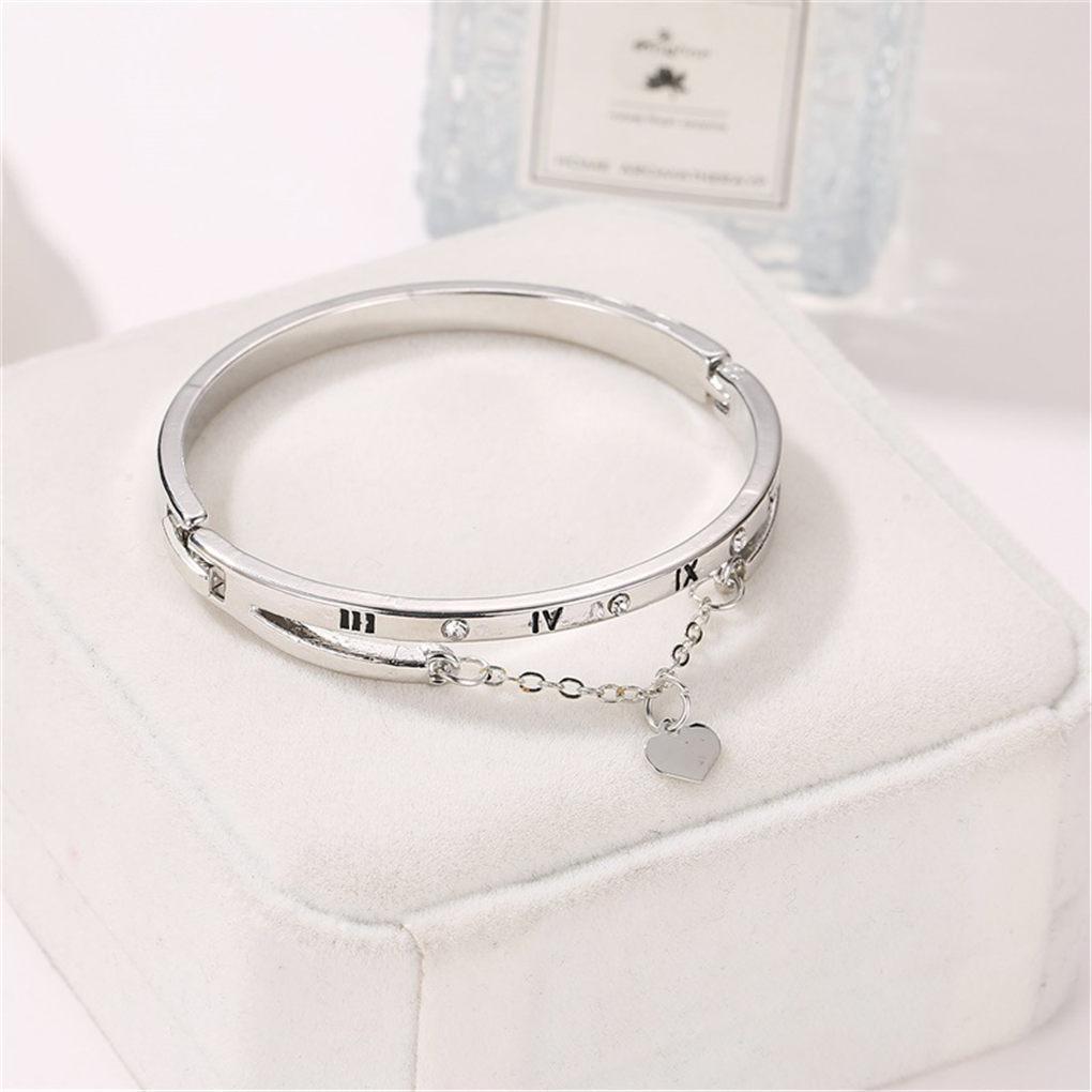 Römische Ziffer Armreif Modische Handkette Herz Armband Schmuck Geschenk für Frauen Mädchen