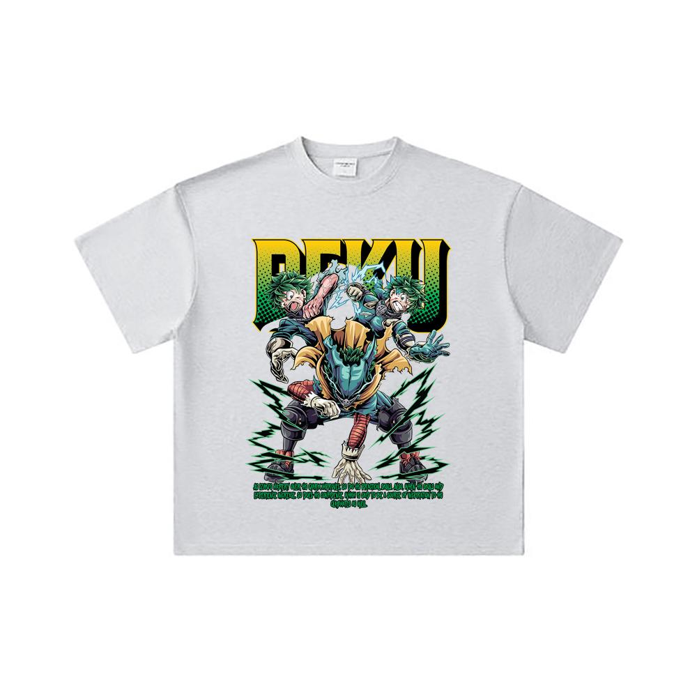 260 GSM Double Yarn 32 Count 100% Cotton My Hero Academia V15 Deku Print Unisex Heavy Cotton T Shirt