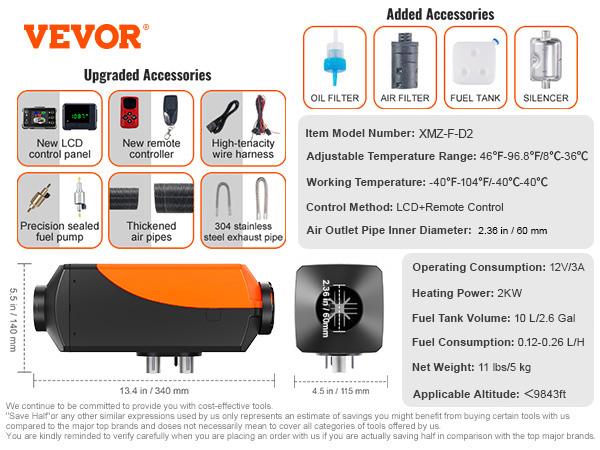 

SucceBuy 2 кВт Дизельный воздушный отопитель 12 В Дизельный отопитель с ЖК-дисплеем Дизельный парковочный отопитель Быстрый нагрев для автодома, прицепа, кемпера, лодки
