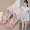 Girls Half Sandals Korean Style Kids Princess Shoes Cute Rabbit 2025 Summer New Girls Beach Shoes Non-slip Ins Sweet Bowtie