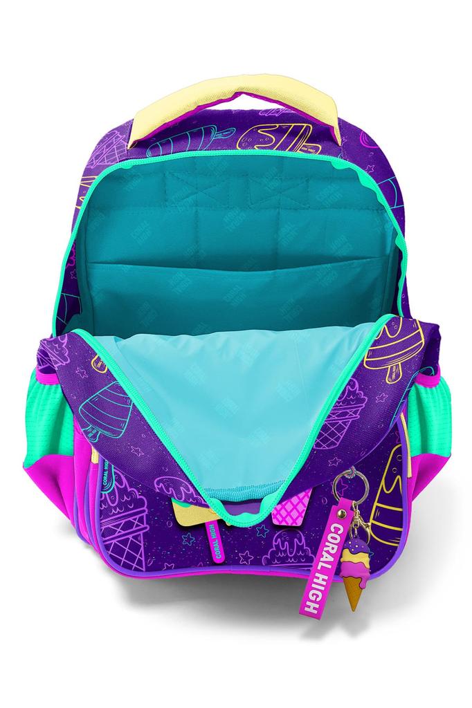 Tříkomorový školní batoh Coral High Kids Purple Pink Ice Cream 23655