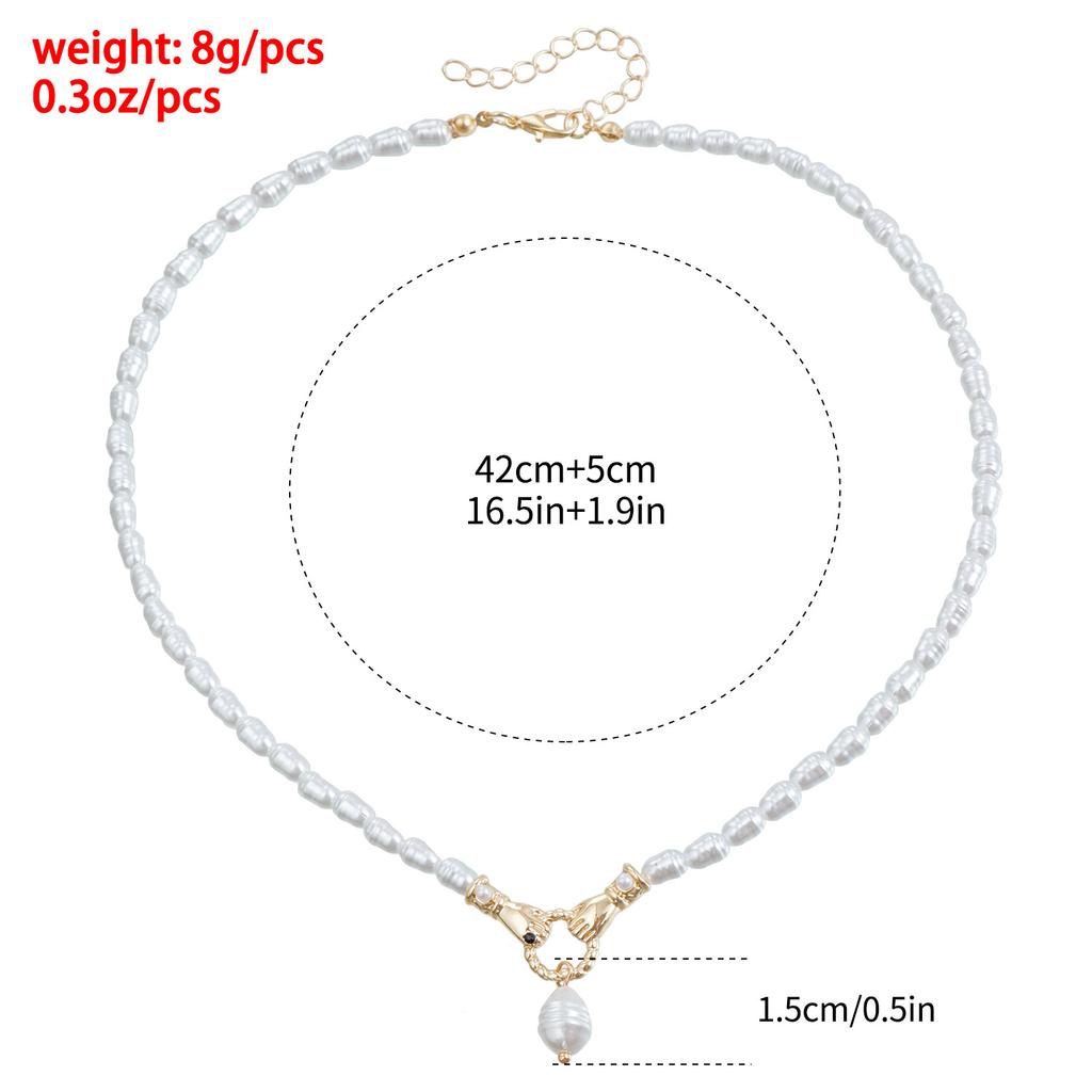 Jewelry Freshwater Pearl Baroque Handmade Beaded Necklace Women'S Handshake Pendant Versatile Necklace Jewelry