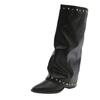 Maillard trouser boots spring and autumn new pointed high tube thick heel belt buckle heightening stack boots knight boots long boots