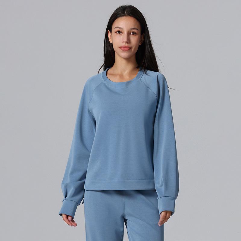 Crew Neck Micro Velvet Waxy Pendant Light Casual Sports Modal Air Layer Softstreme Long Sleeve Pullover 2/XS синий