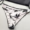 23-Year Coconut Tree Print Halter Neck Tie-Up Tummy Control Plus Size Women's Bikini