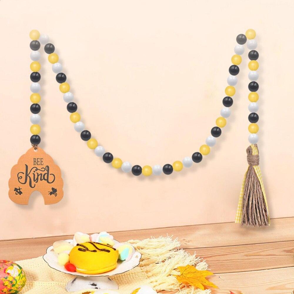 Wood Bead String Wood Bead Garland Farmhouse Beads Natural Prayer Wood String Beads Gifts Holiday Decorations