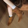 Fashion 2025 New Autumn Women Boots Cow Suede Women Shoes Round Toe Chunky Heel Slip-on Western Boots Daily Mid-calf Ladies Shoes