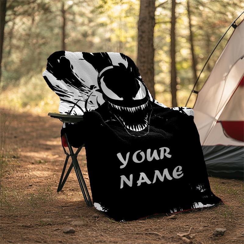Customizable Venom Throw Blanket – Personalized Name, All-Season Cozy Snug Blanket, Machine Washable, Personalized Blanket