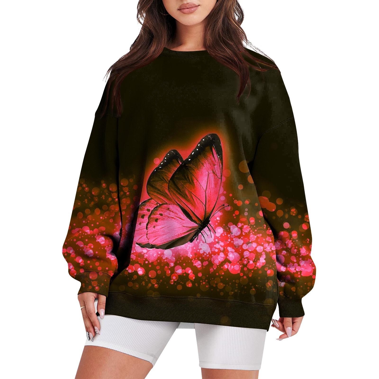 

Толстовки для женщин, повседневные пуловеры с длинным рукавом и круглым вырезом, толстовки, топы M красный