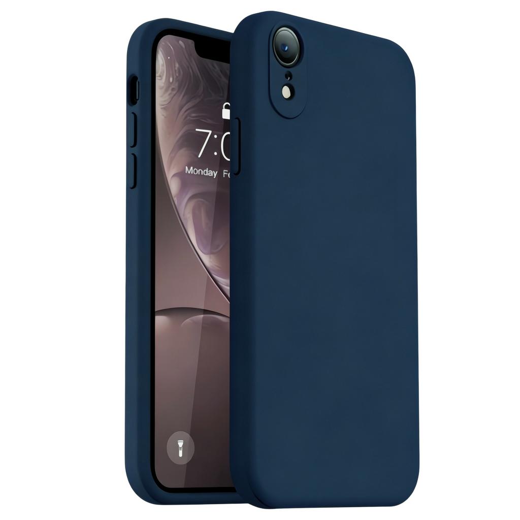 Moderne Einfarbige Stoßfeste Schutzhülle aus flüssigem Silikon für iPhone XR