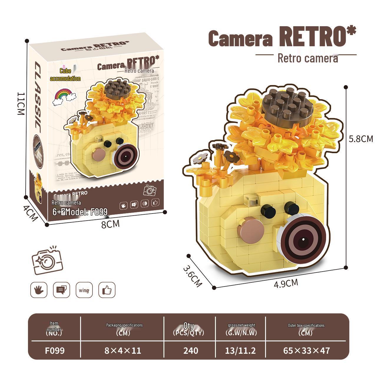 Building Blocks DSLR Camera Model & Floral Assembly Toy - Compatible with Lego, Micro Particles, Children s Educational Gift