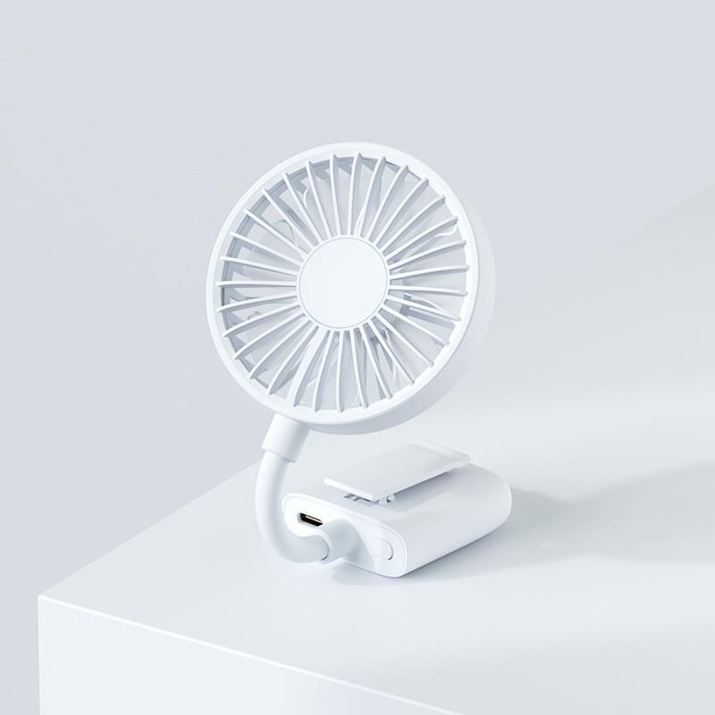 

New Mini Usb Portable Clip-on Outdoor Handheld Small Fan With Adjustable Hat 3 Speeds Low Noise Built-in Battery White