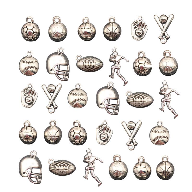 

Multi-Sport Charm Pendant: Football, Basketball, Baseball, Volleyball Helmet in Retro Alloy for DIY Jewelry
