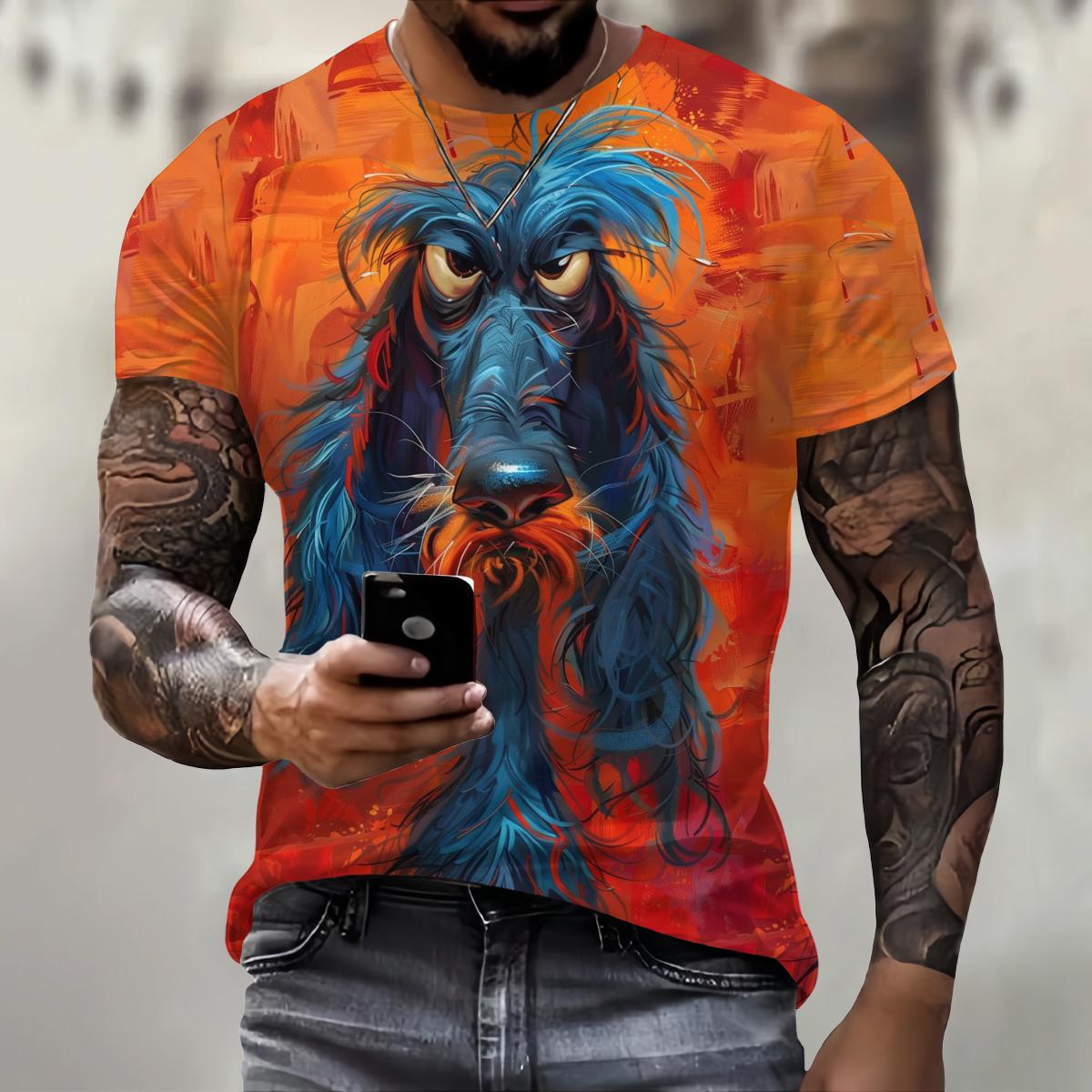 

Повседневная мужская футболка 3d Angry Animal Футболки Топы Модная мужская футболка с рисунком животных Большие размеры Уличная одежда с круглым вырезом Модная одежда Y2K M