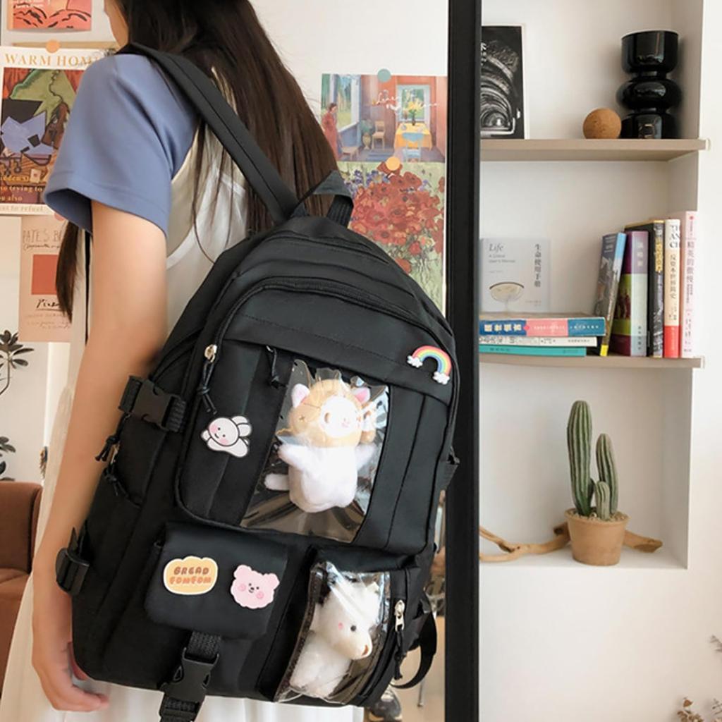 Euetiq Ita Bag Backpack, Clear Bag, Women's, JK, Otaku, Oshikatsu Goods, Lightweight, Large Capacity, Black