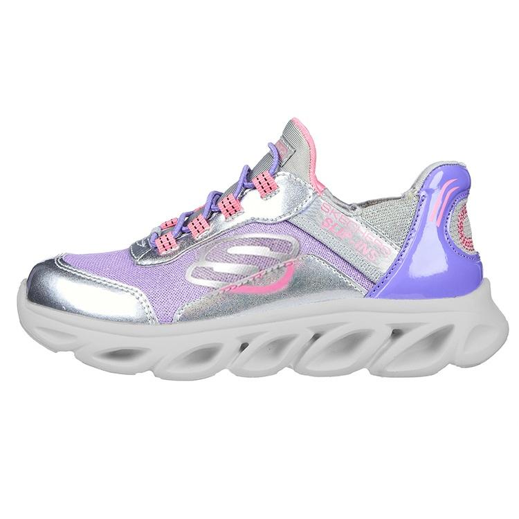 (GS) Skechers Flex Glide Silver Pink Purple Kids 302221L-GYLV EU 32