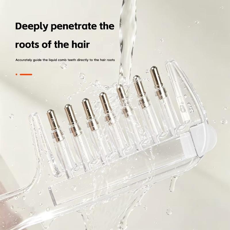 1Pcs Transparent Essential Oil Applicator Massage Comb With Built-In Liquid Reservoir Rolling Metal Teeth For Women