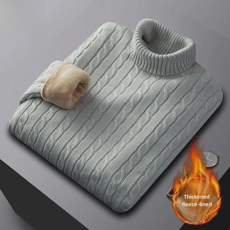 

Мужской толстый хлопковый свитер с высоким воротником и мягкой вельветовой подкладкой