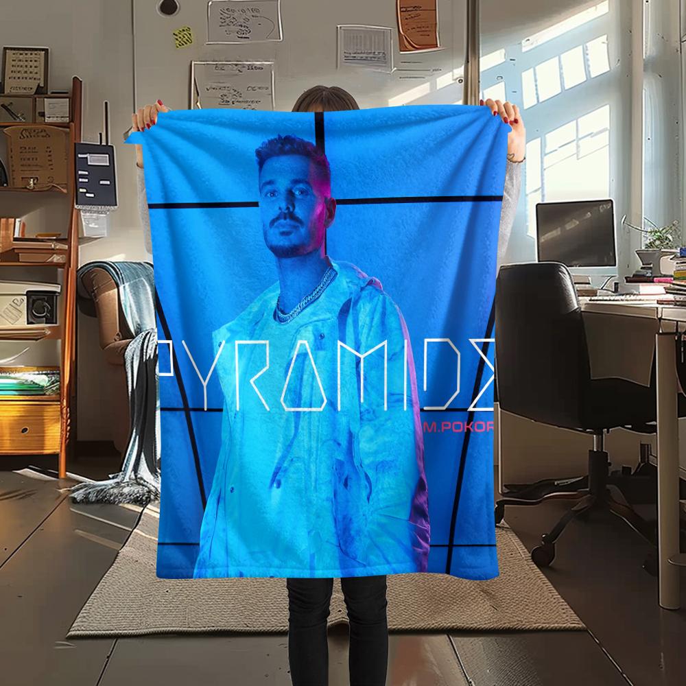 1PC M Pokora Print Flannel Blanket, High quality All Seasons, Home Decor, Warmth and Comfort, Perfect for Christmas Gifts