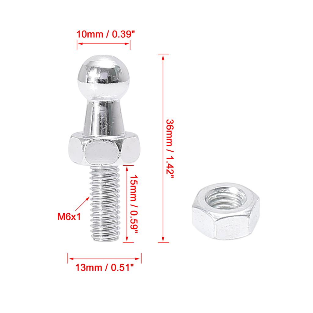 X Autohaux 10mm M8x15mm M8x20mm M8x25mm M6x15mm M6x20mm Car Gas Strut Ball Studs Silver Tone for Gas Struts Shocks 2 Sets 4 Sets