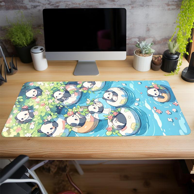 Cute Anime Panda Large Mouse Pad Computer Kawaii Keyboard Pad Desk Mat Non-Slip Mousepad Table Accessories Work Game Office Home