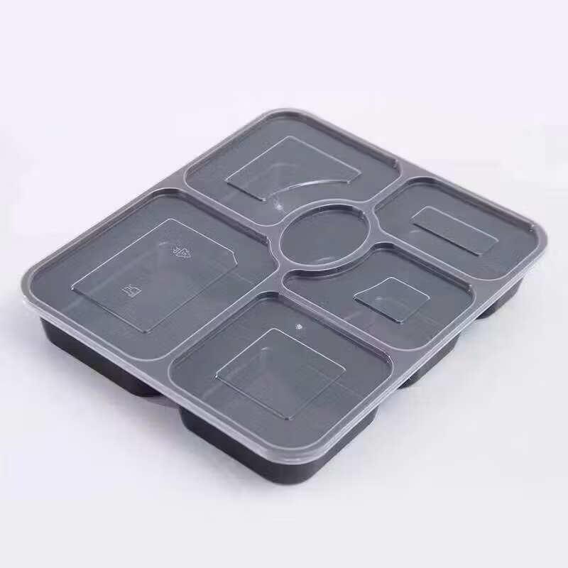Tongqi Disposable 6-Compartment Food Container with Lid