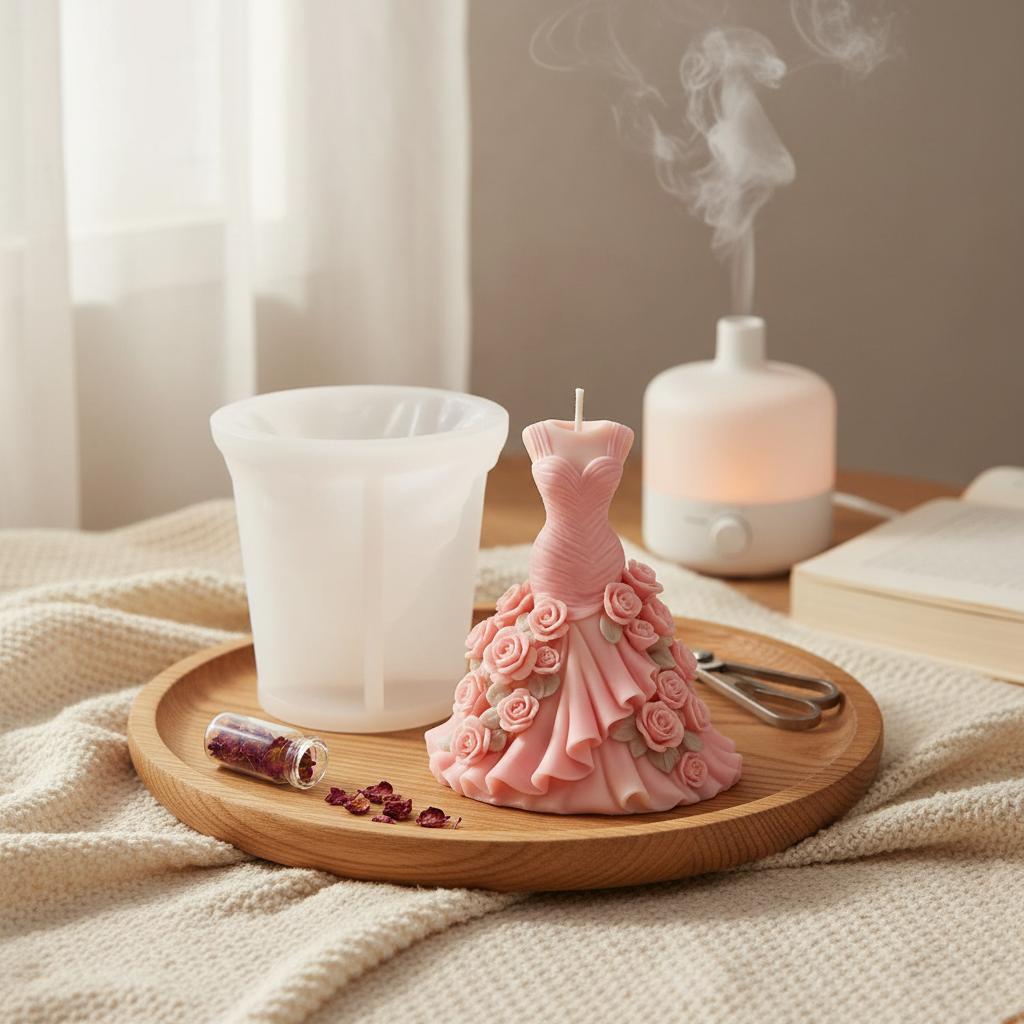 Silicone Mold For 3D Dress Shaped Aromatherapy-Candle And Plaster Decoration DIY Craft Tool