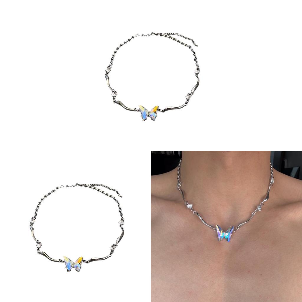 Butterfly Pendant Necklace For Women Men Titanium Alloy Choker Summer